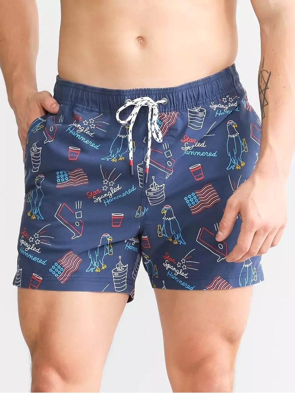 Men's Patriotic Print Swim Trunks